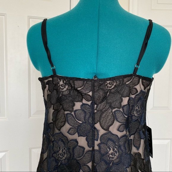 Express Black Embroidered Floral Mini Dress Womens Size Medium Tan Lining - Picture 6 of 16